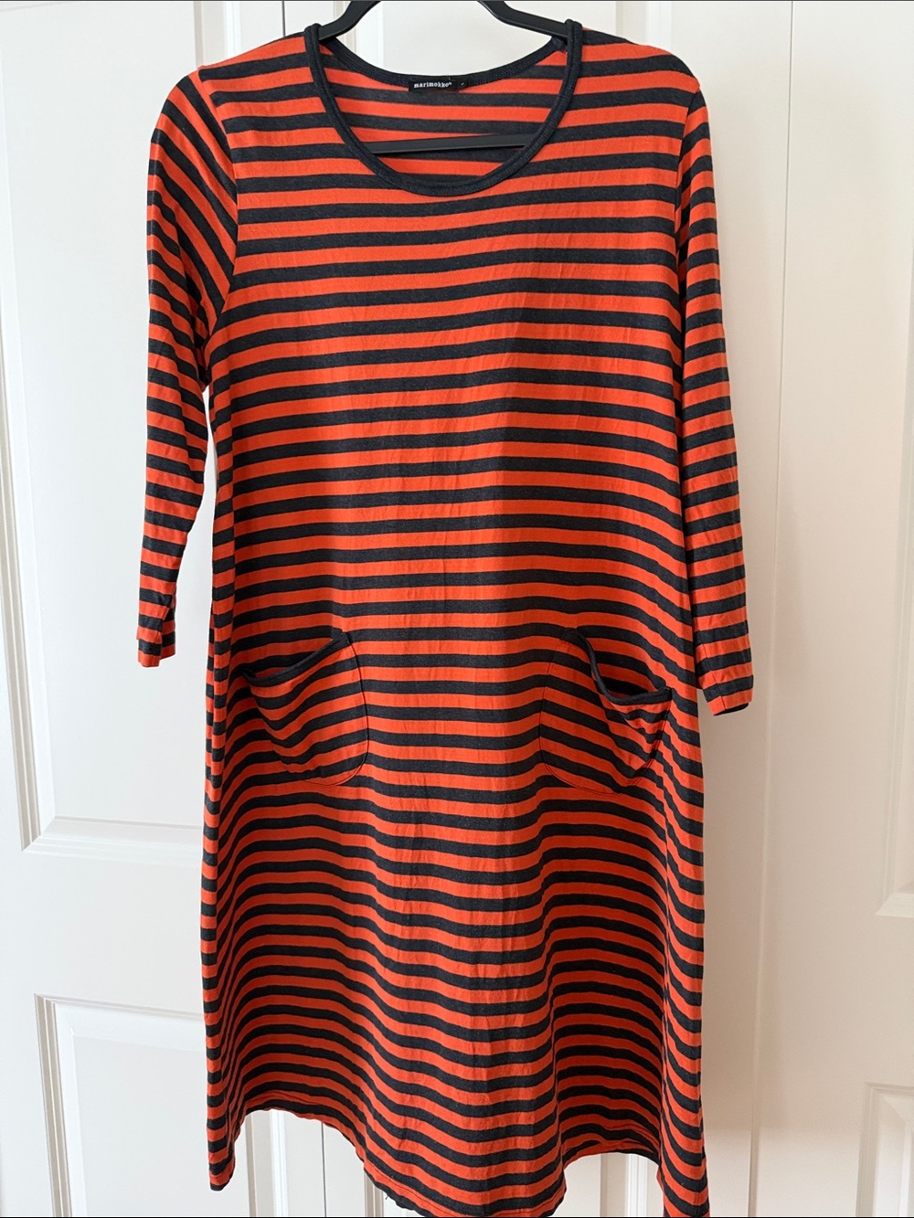 Marimekko Navy and Orange Striped Dress